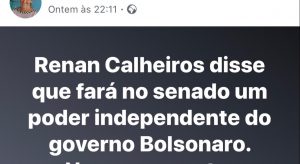 O que Renan Calheiros realmente declarou sobre bolsonaro
